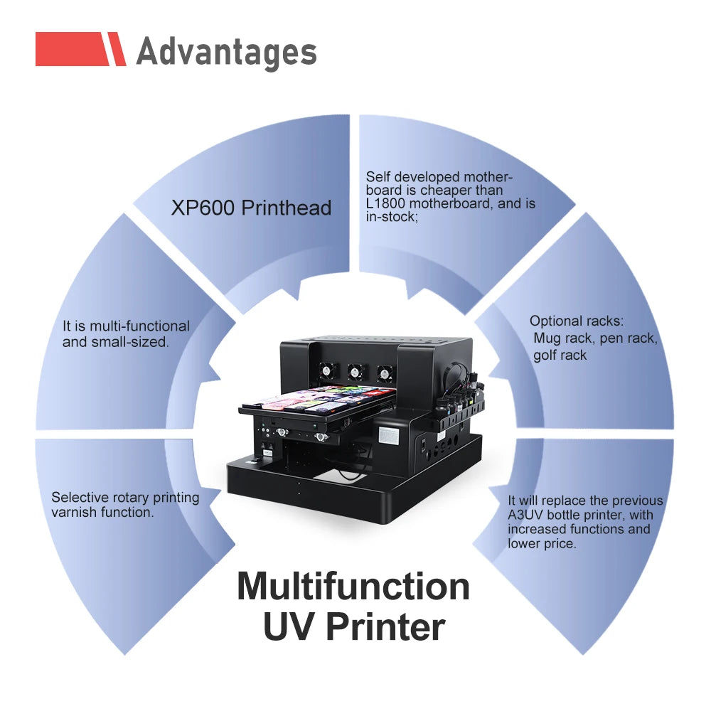 Impresora A4 A3 UV Printer XP600 cabezal